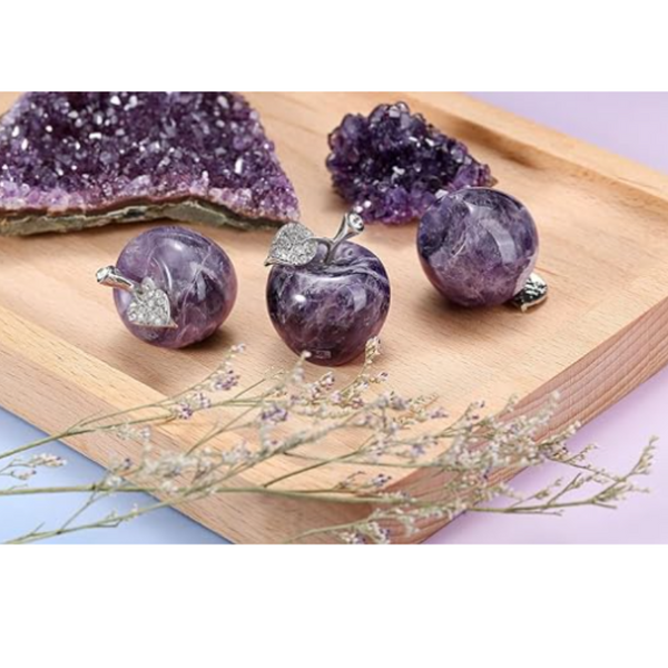 ✨ Set of 2 Natural Amethyst Crystal Apple Figurines - Elegant Décor and Meaningful Gifts ✨