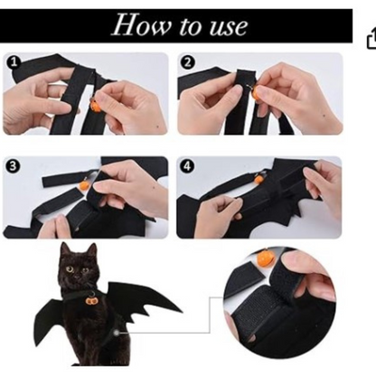 Cat Halloween Costume Bat Wings