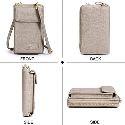 S-ZONE PU Leather RFID Blocking Crossbody Cell Phone Bag for Women Wallet Purse