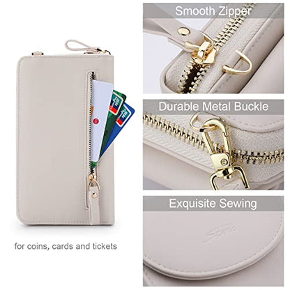 S-ZONE PU Leather RFID Blocking Crossbody Cell Phone Bag for Women Wallet Purse