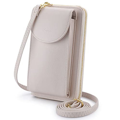 S-ZONE PU Leather RFID Blocking Crossbody Cell Phone Bag for Women Wallet Purse