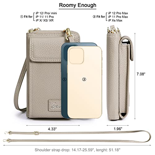 S-ZONE PU Leather RFID Blocking Crossbody Cell Phone Bag for Women Wallet Purse