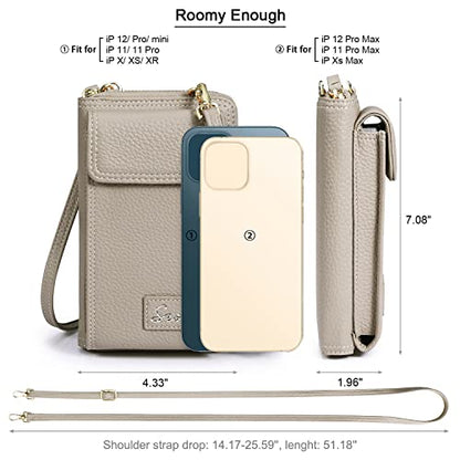 S-ZONE PU Leather RFID Blocking Crossbody Cell Phone Bag for Women Wallet Purse