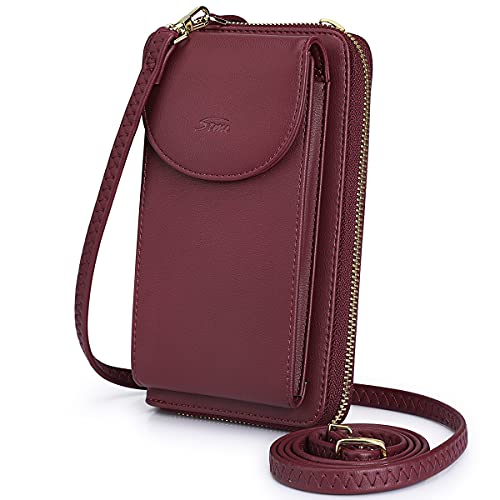 S-ZONE PU Leather RFID Blocking Crossbody Cell Phone Bag for Women Wallet Purse