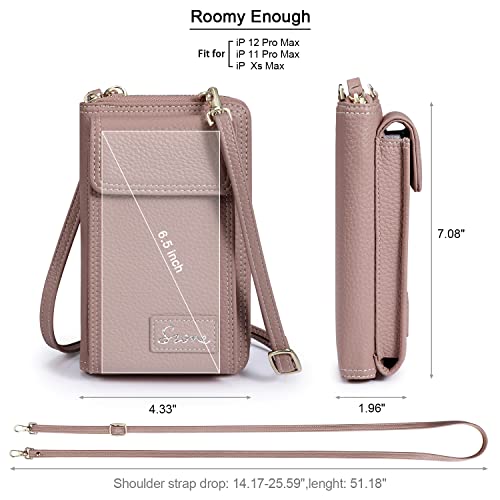 S-ZONE PU Leather RFID Blocking Crossbody Cell Phone Bag for Women Wallet Purse