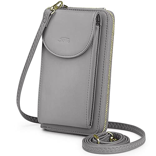 S-ZONE PU Leather RFID Blocking Crossbody Cell Phone Bag for Women Wallet Purse