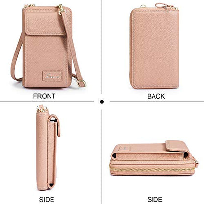 S-ZONE PU Leather RFID Blocking Crossbody Cell Phone Bag for Women Wallet Purse