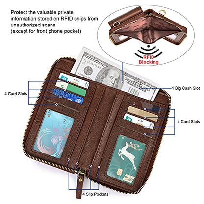 S-ZONE PU Leather RFID Blocking Crossbody Cell Phone Bag for Women Wallet Purse