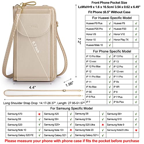 S-ZONE PU Leather RFID Blocking Crossbody Cell Phone Bag for Women Wallet Purse