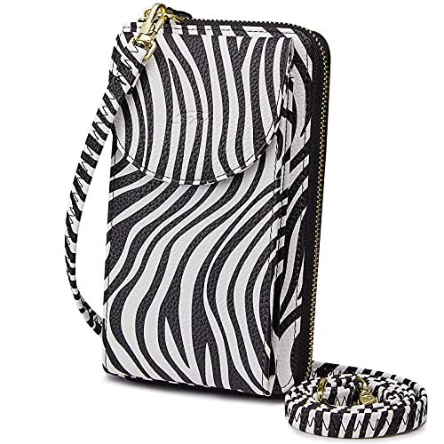 S-ZONE PU Leather RFID Blocking Crossbody Cell Phone Bag for Women Wallet Purse