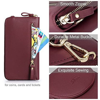 S-ZONE PU Leather RFID Blocking Crossbody Cell Phone Bag for Women Wallet Purse