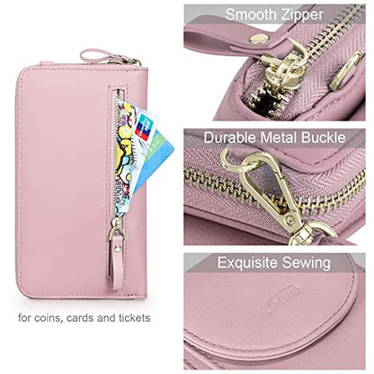 S-ZONE PU Leather RFID Blocking Crossbody Cell Phone Bag for Women Wallet Purse