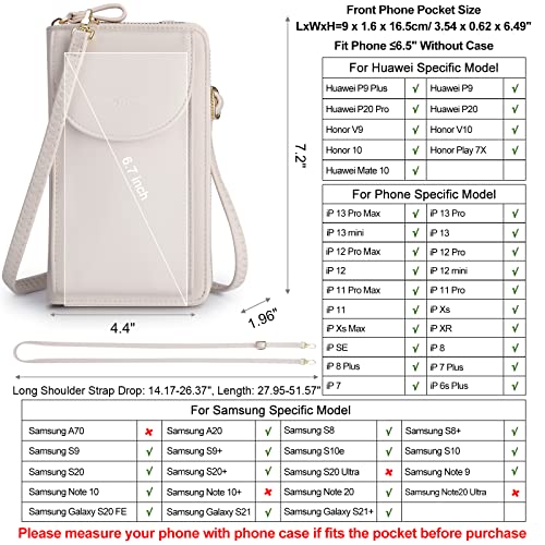 S-ZONE PU Leather RFID Blocking Crossbody Cell Phone Bag for Women Wallet Purse