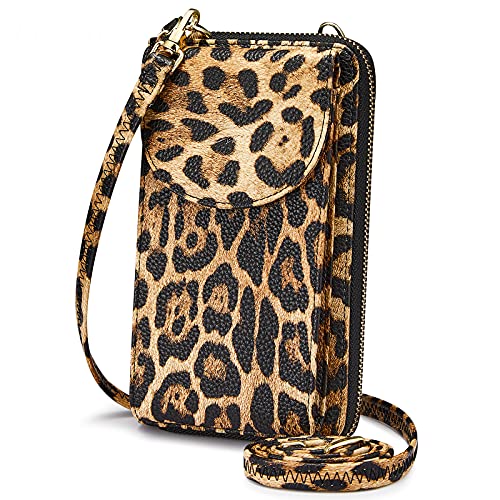 S-ZONE PU Leather RFID Blocking Crossbody Cell Phone Bag for Women Wallet Purse