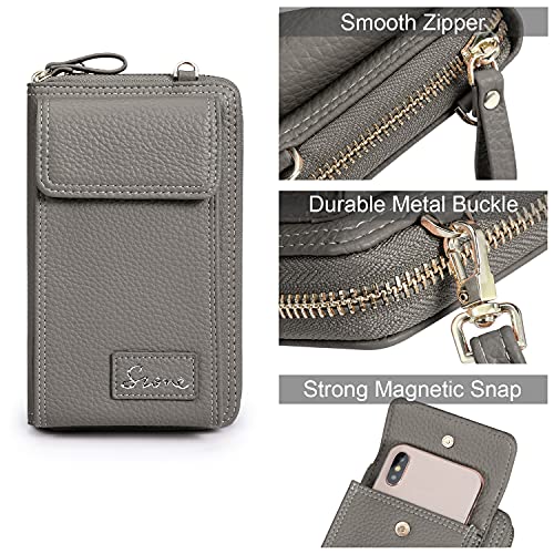 S-ZONE PU Leather RFID Blocking Crossbody Cell Phone Bag for Women Wallet Purse