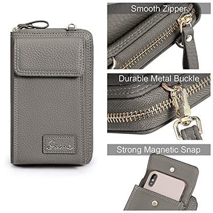 S-ZONE PU Leather RFID Blocking Crossbody Cell Phone Bag for Women Wallet Purse