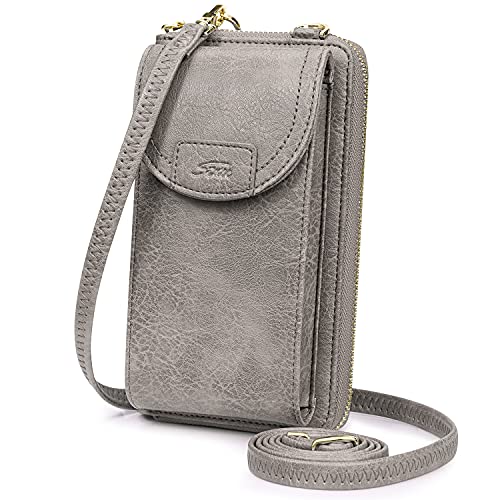 S-ZONE PU Leather RFID Blocking Crossbody Cell Phone Bag for Women Wallet Purse