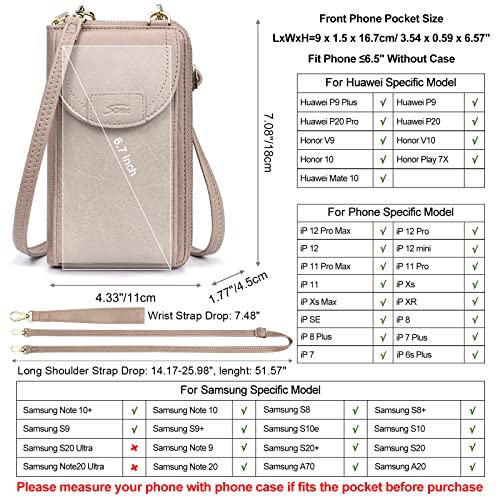 S-ZONE PU Leather RFID Blocking Crossbody Cell Phone Bag for Women Wallet Purse