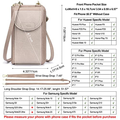 S-ZONE PU Leather RFID Blocking Crossbody Cell Phone Bag for Women Wallet Purse