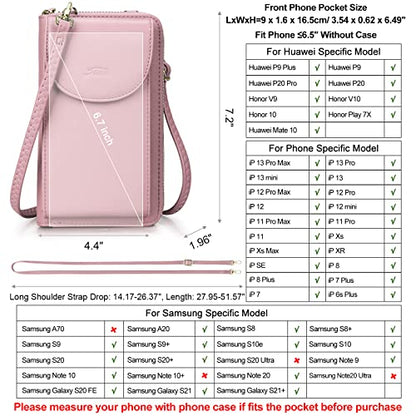 S-ZONE PU Leather RFID Blocking Crossbody Cell Phone Bag for Women Wallet Purse