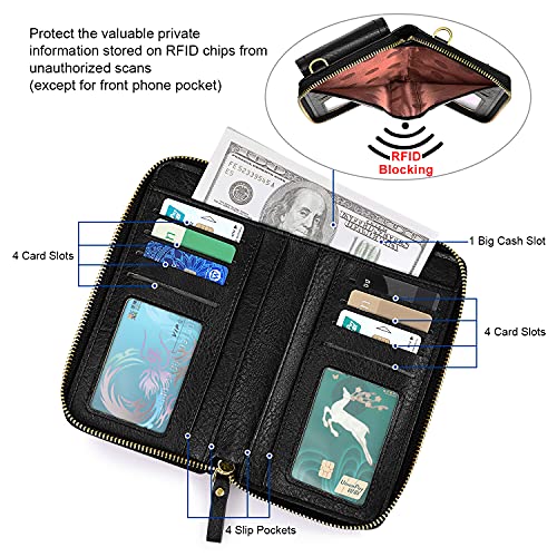 S-ZONE PU Leather RFID Blocking Crossbody Cell Phone Bag for Women Wallet Purse