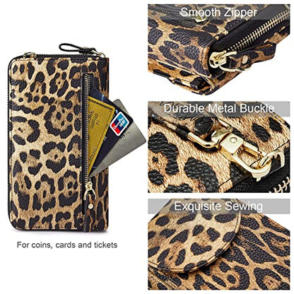 S-ZONE PU Leather RFID Blocking Crossbody Cell Phone Bag for Women Wallet Purse