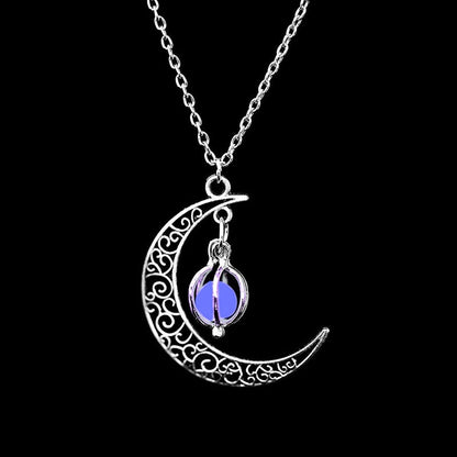 Retro Moon Necklace Jewelry For Women Goth Vintage Fashion Aesthetic Accessories Glow At Night Morrocan Cuban Wholesale