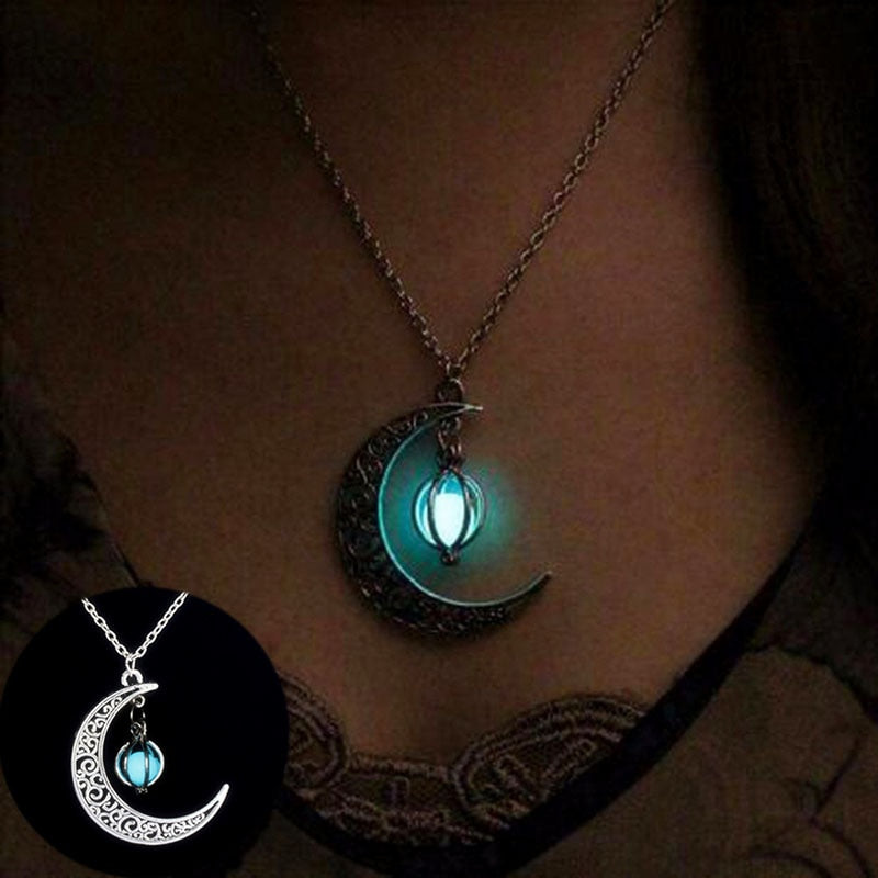 Retro Moon Necklace Jewelry For Women Goth Vintage Fashion Aesthetic Accessories Glow At Night Morrocan Cuban Wholesale