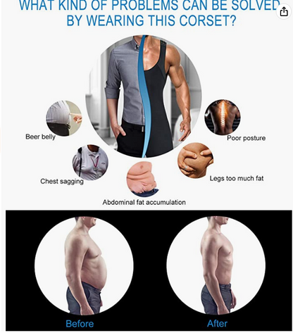 Kompressions-Bodysuit für Männer – Bauchkontrolle – Gewichtsverlust – Abnehmen