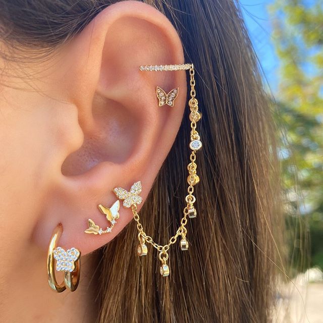 Mini Fashion Star Moon Butterfly Studs Earrings - Bettylis