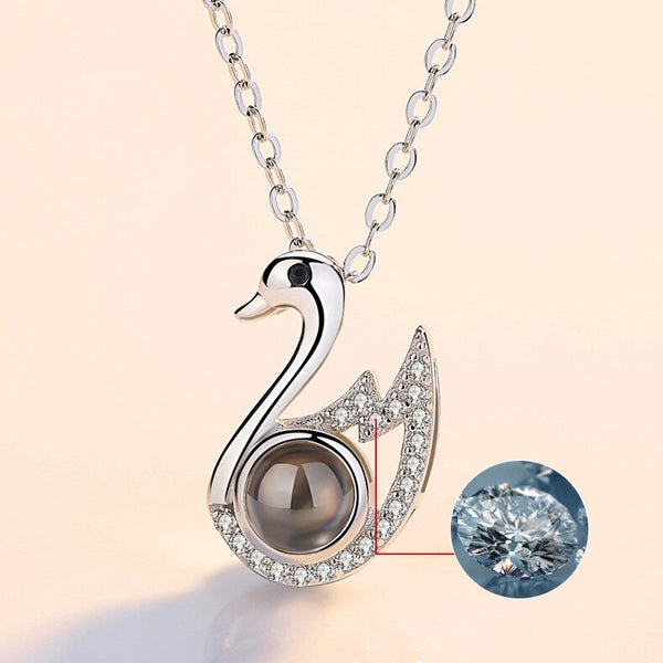Personilized Strass Swan Necklace Pendant Necklace Women/Girl Jewelry