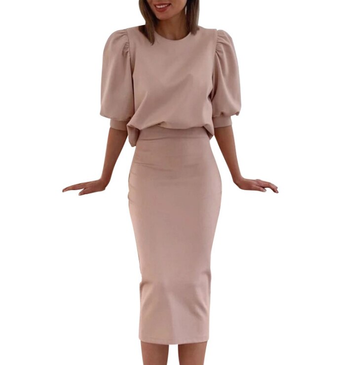 Lantern Sleeve Ruched Waist Bodycon - Bettylis