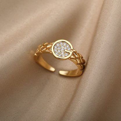 Buchstabe G Zirkonia Ringe Für Frauen Edelstahl Luxus CZ Ring Weiblichen Kristall Vintage Ästhetischen Schmuck anillos mujer
