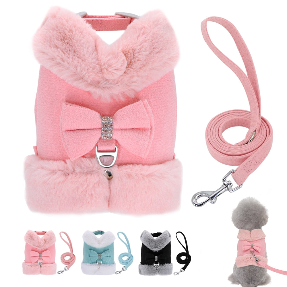 Cute Chihuahua Yorkie Dog Cat Harness Leash Set Warm Winter