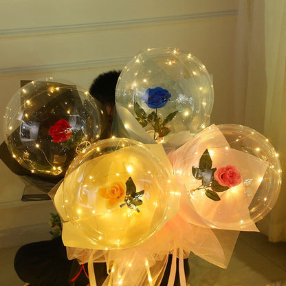 Led Rose Bouquet Luminous Valentines Decorate Gift Decoration Party Wedding Led Light Balloon Rose in Balloon Diy Gifts