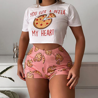 Pizza-Muster für Oberteil und Shorts