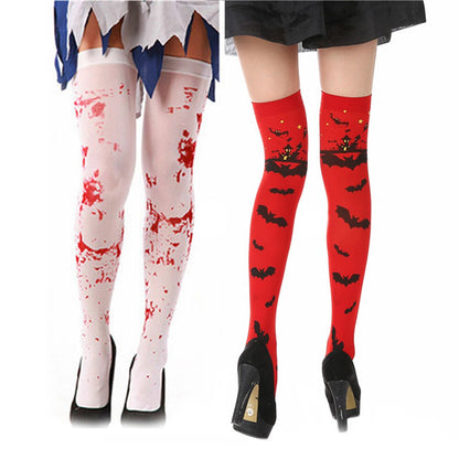 Halloween stocking long sexy women horror white halloween party bloody fancy knee long zombie socks