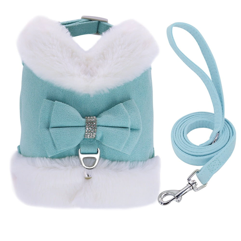 Cute Chihuahua Yorkie Dog Cat Harness Leash Set Warm Winter