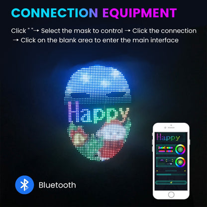 Nouvelle LED Bluetooth RVB allume l'image de bricolage de masque de fête