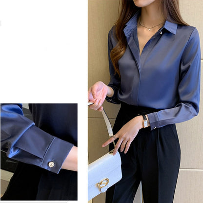 SILK SHIRTS WOMEN WHITE SHIRT WOMEN LONG SLEEVE SHIRTS BLOUSE - Bettylis