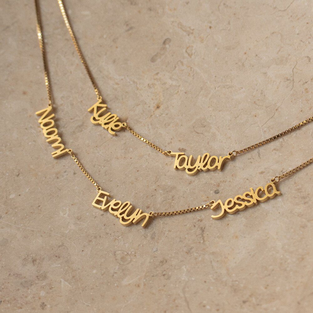 Personalized Multiple Names Necklace Stainless