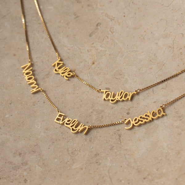 Personalized Multiple Names Necklace Stainless