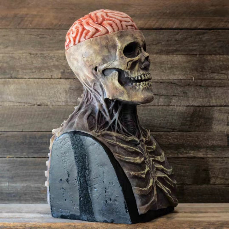 Masque de crâne de cerveau humain rouge sang pleine tête 3D
