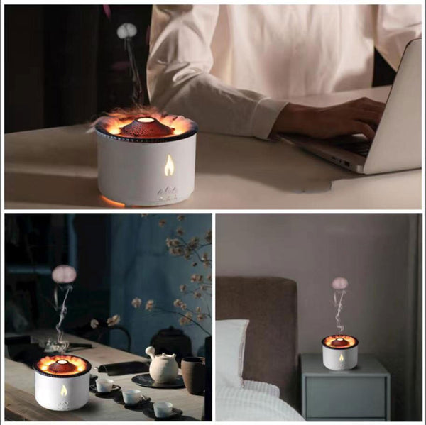 Xiaomi Volcanic Flame Aroma Diffuser Essential Oil Lamp Portable Air Humidifier Night Light Jellyfish Decompression Simulation