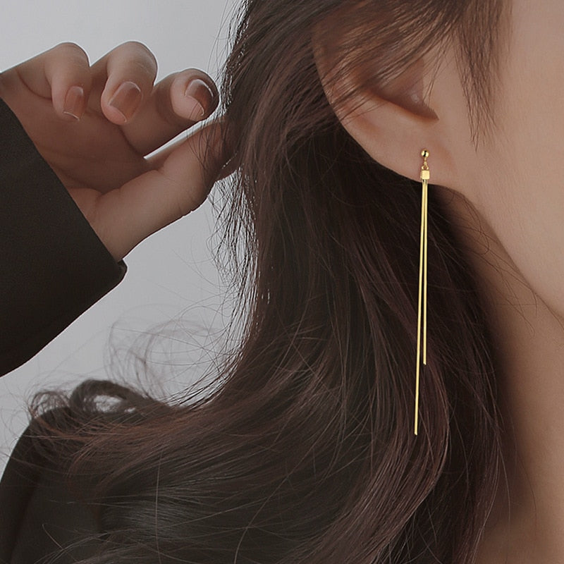 Vintage Long gland géométrique carré boucles d'oreilles pour les femmes coréen Long fil balancent boucle d'oreille bijoux de mode Oorbellen Brincos