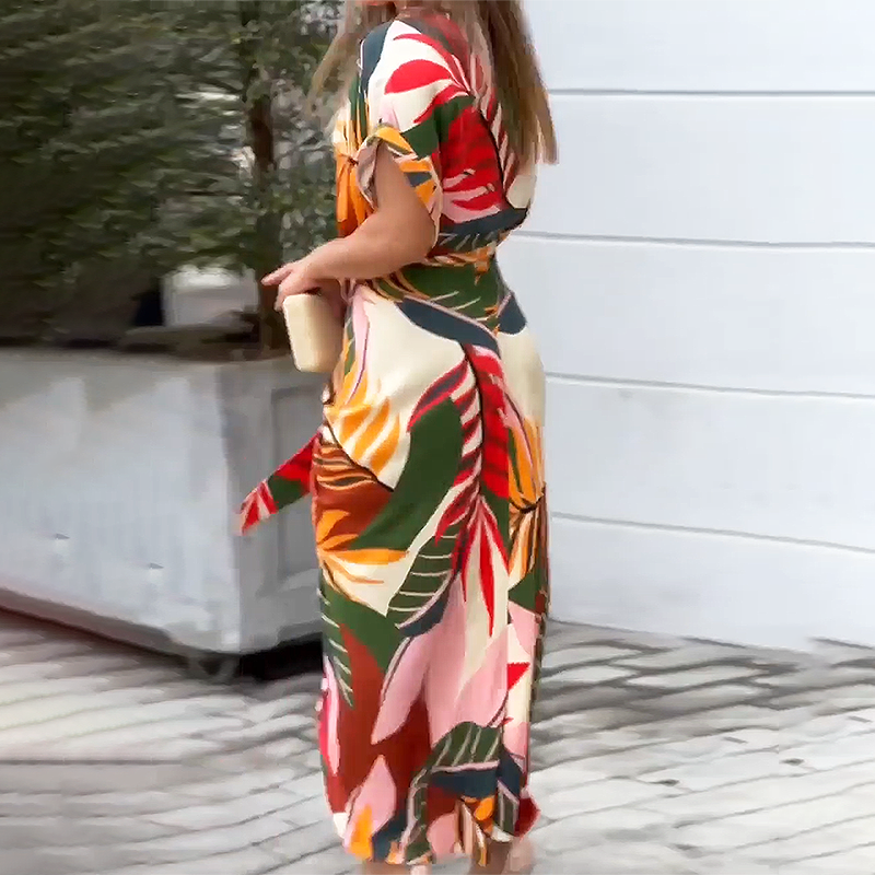 Leaf Print Midi Dress - Bettylis