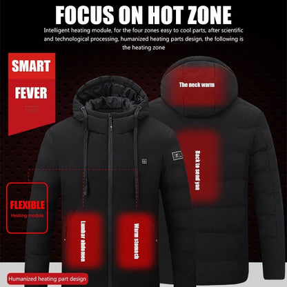 Unisex Heated Coat - Warm - Windproof - USB Insulation - With padded hood