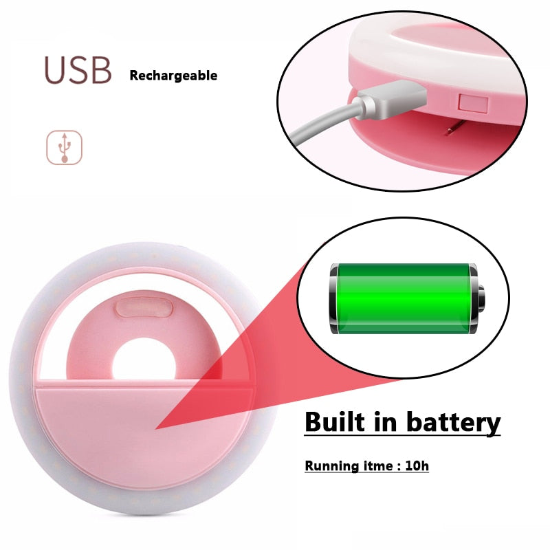 Enhanced Photography Beauty Light Night Light Bulb Smart Beauty LED Selfie Ring Built-in Battery Internet Dedicated 3 Modes