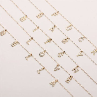 Lesfei Fanshion Exquisite Diamant 26 Buchstaben Anhänger Name Halskette Rechtschreibung Custom Schmuck Geschenk