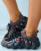 Colorblock Lace-up Knit Breathable Sneakers - Bettylis